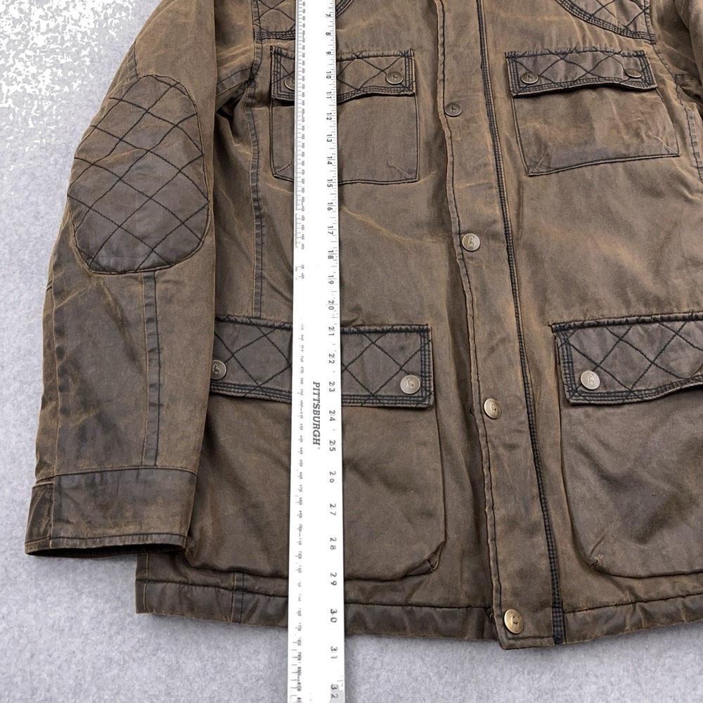 PG Fields Chore Jacket Mens M Brown Patina Full Zip Barn Coat Patches Waxed - Picture 10 of 12